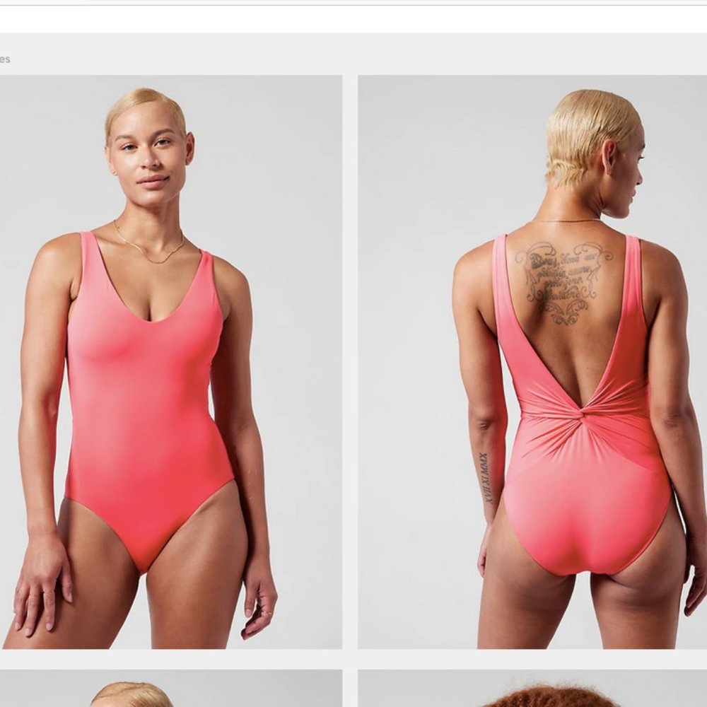 NWT Athleta Hampton One Piece Swimsuit Large Petal Pink XS Twist Back Bathing